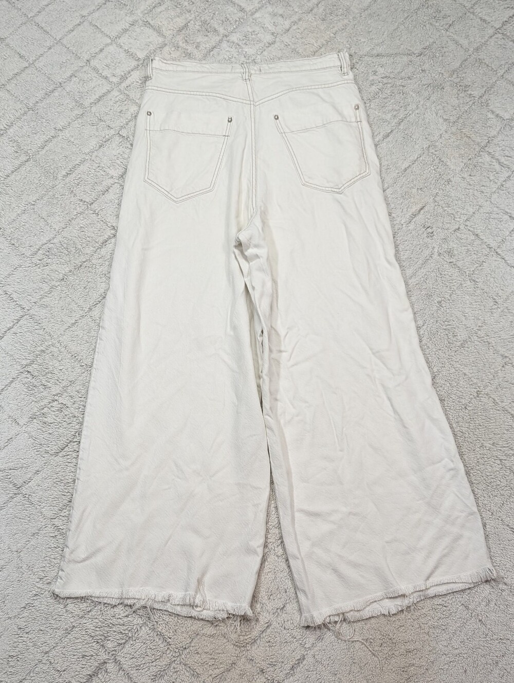 Free People Jeans Womens 30 White Cream Old West Slouchy High Rise Wide Leg - Picture 10 of 10